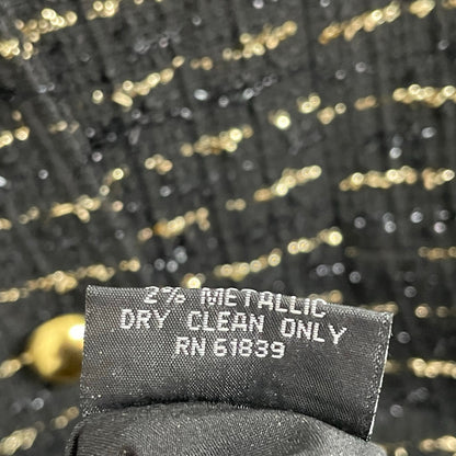 Rickie Freeman Teri Jon Black Gold Metallic Double Breasted Twill Coat Dress 14