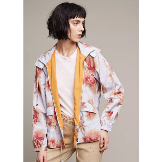 Hei Hei Purple Floral Print Alden Front Full Zip Hooded Jacket Womens Medium