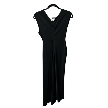 NWT A.L.C. Black Mary Hammered Crepe Cap Sleeve High Slit Midi Dress Womens 2