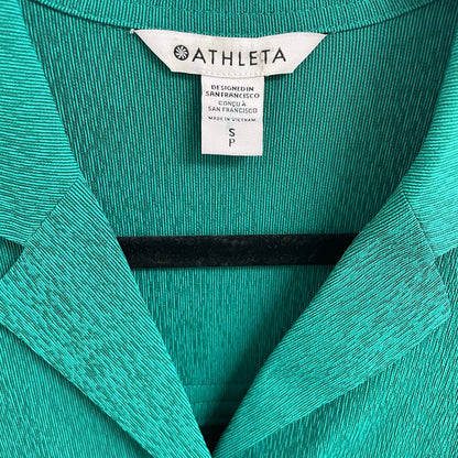 Athleta Short Sleeve Button Up Echo Top in Dark Green Womens Size Small