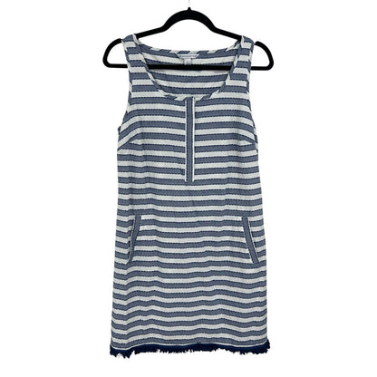 Southern Tide Navy White Striped Sleeveless Cotton Shift Dress Womens Small