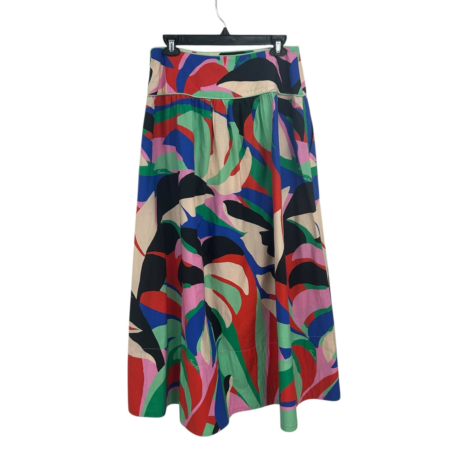 Farm Rio Colorful Monstera Side Zip Cotton Maxi Skirt Womens Medium