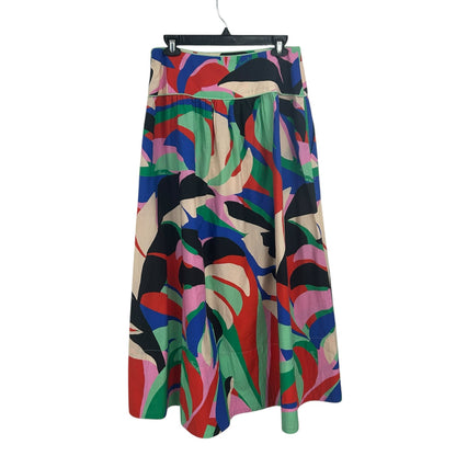 Farm Rio Colorful Monstera Side Zip Cotton Maxi Skirt Womens Medium