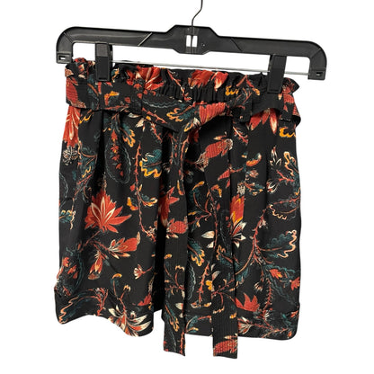 Ulla Johnson Leica Belted 100% Silk Paperbag Shorts Obsidian Floral Print Size 0