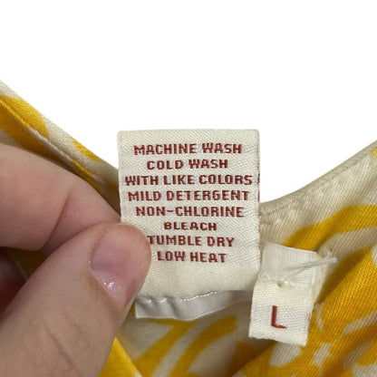 Sundance Yellow White Printed Jersey Knit Sleeveless Maxi Dress Womens Large