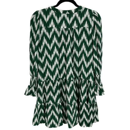 Pomander Place Green Ikat V Neck Long Sleeve Kenzo Mini Dress Womens Medium