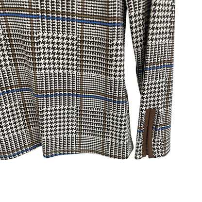 NWT Jude Connally Aspen Jude Cloth Glen Plaid Chocolate Saddle Half Zip Top XS