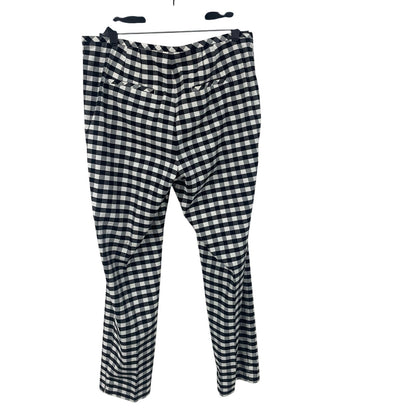 Talbots Black White Gingham Print Side Zip Up Pleated Pants Womens Size 10