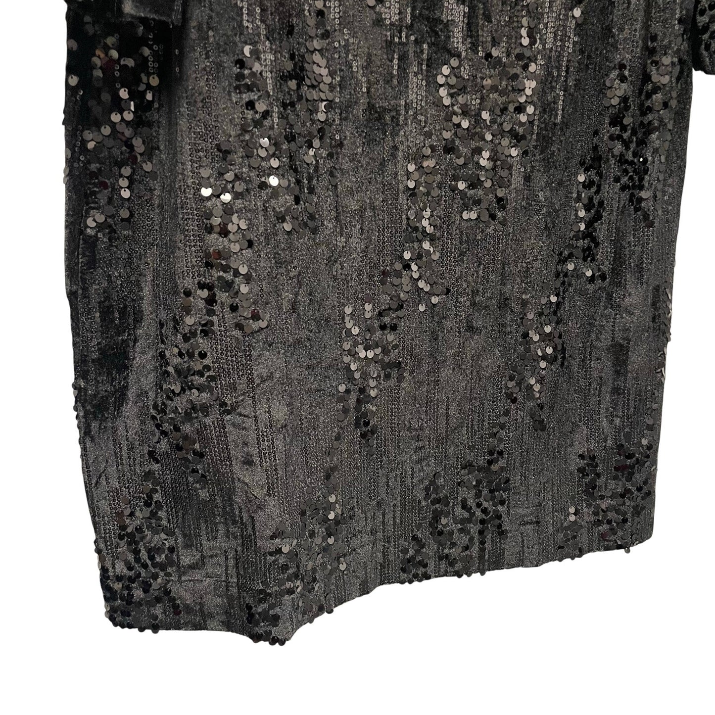 NWT Chico’s Bell Sleeve Black Sequin Velour Short Dress Womens Large