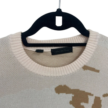 Saks Fifth Avenue Watermark Camouflage Crewneck Sweater Egret / Pink Mens Large