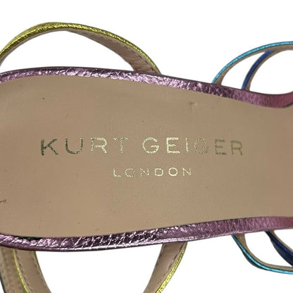 Kurt Geiger Silver Jewel Buckle Rainbow Leather Pierra Heels Womens 41 / US 10