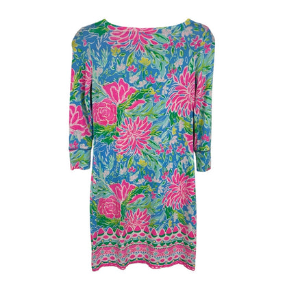 Lilly Pulitzer Zanzibar Blue Multicolor Sophie UPF 50+ Shift Dress Womens XXS