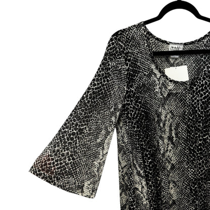 NWT Jordan Taylor Snake Skin Print Long Sleeve Scoop Neck Top Womens Large