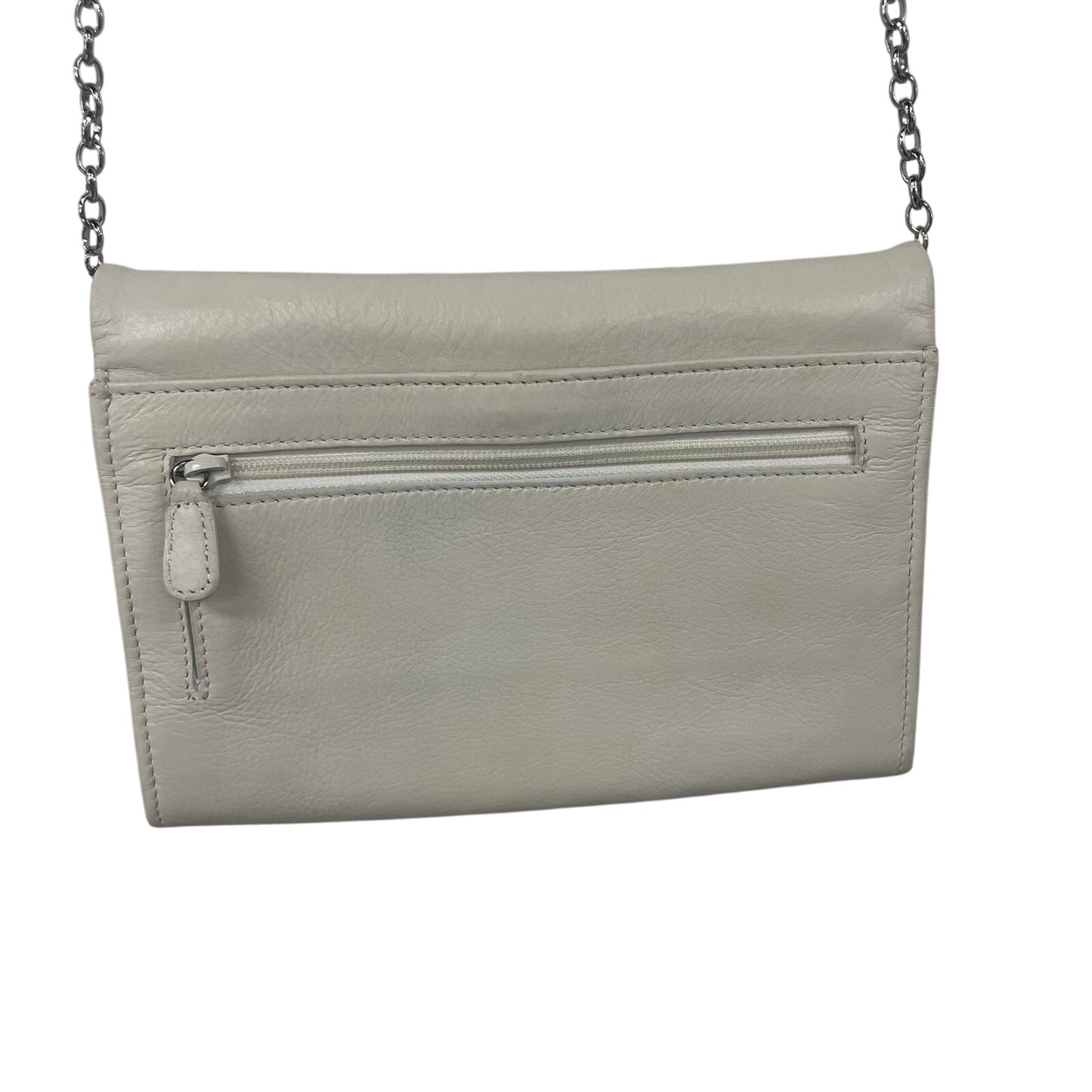 Brighton Anju Front Flap Cream Leather Bejeweled Wallet Organizer Crossbody Bag