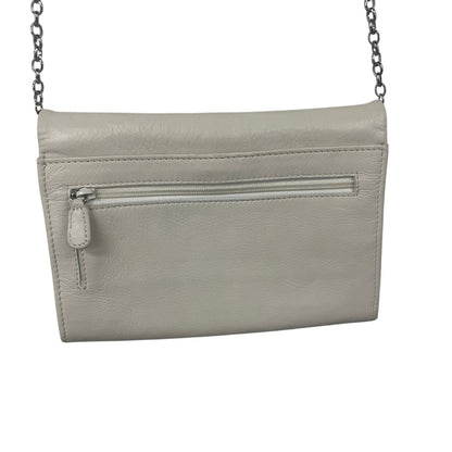 Brighton Anju Front Flap Cream Leather Bejeweled Wallet Organizer Crossbody Bag