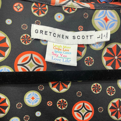 Gretchen Scott Jersey Ruffneck Dress Sundial Black Multicolor Womens Large