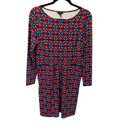 NWT Talbots Effortless Jersey A-Line Dress Ditsy Flip Red Navy Green Size Small