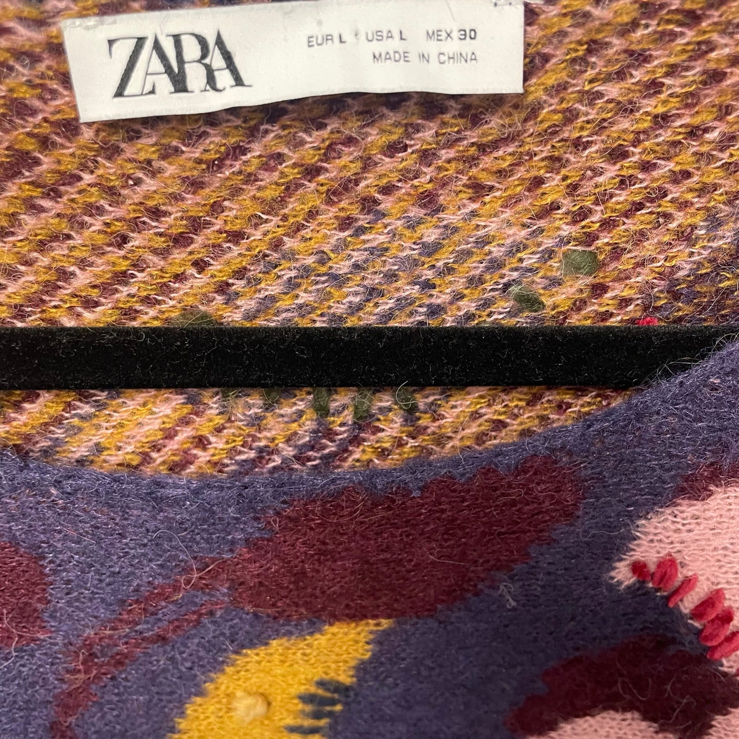 Zara Floral Embroidered Wool Blend Knit Flare Sleeve Jumper Sweater Womens Large