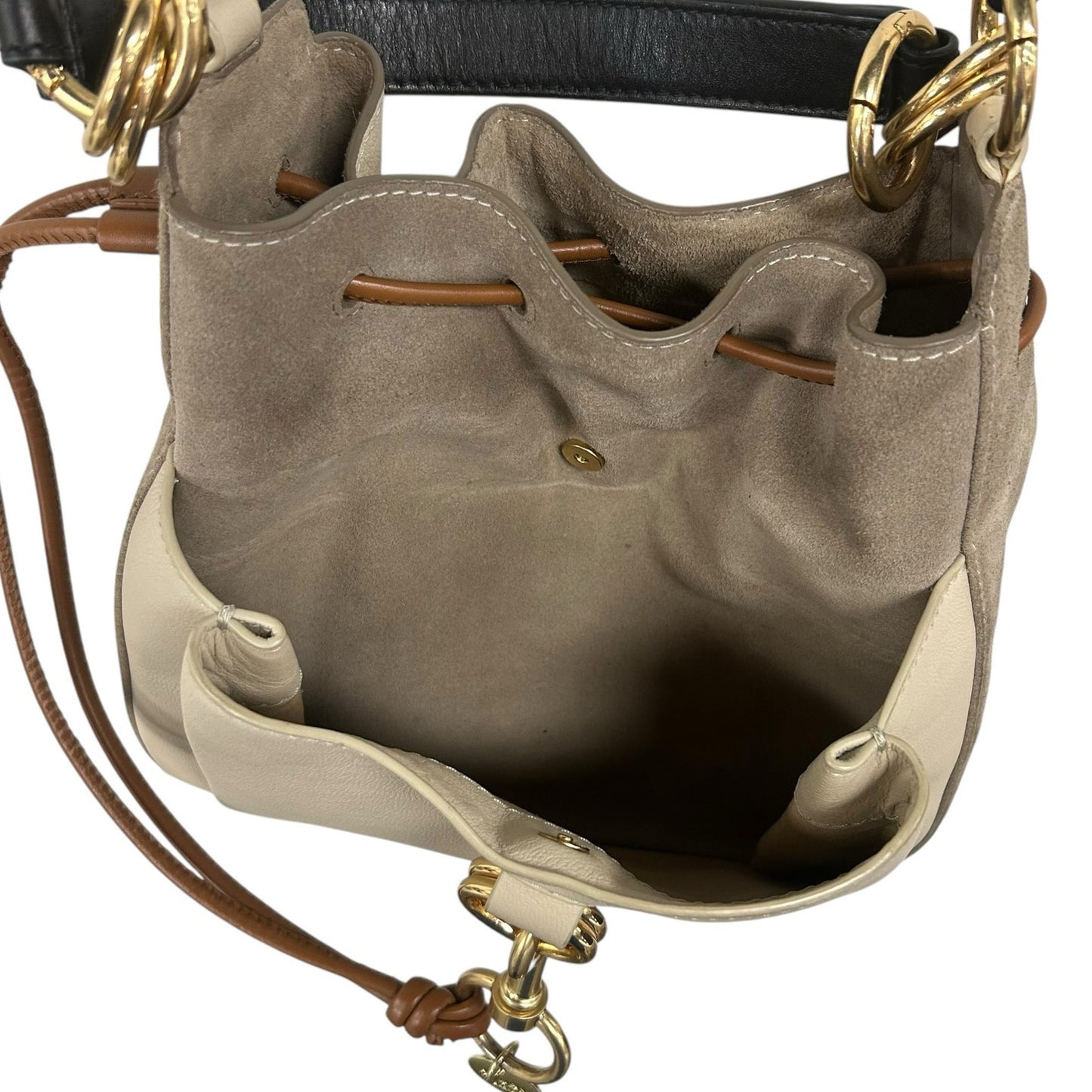 See By Chloe Tony Leather & Suede Drawstring Color Block Shoulder Bag