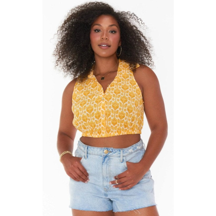 NWT Show Me Your Mumu Yellow Golden Fields Camden Tank Top Womens X-Small