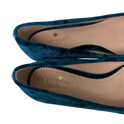 Kate Spade Blue Crystalline Crushed Velvet Rhinestone Heel Pumps Womens 7