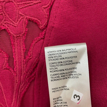 NWT By Anthropologie Floral Mesh Cutwork Swing Top Wine Red Womens Small