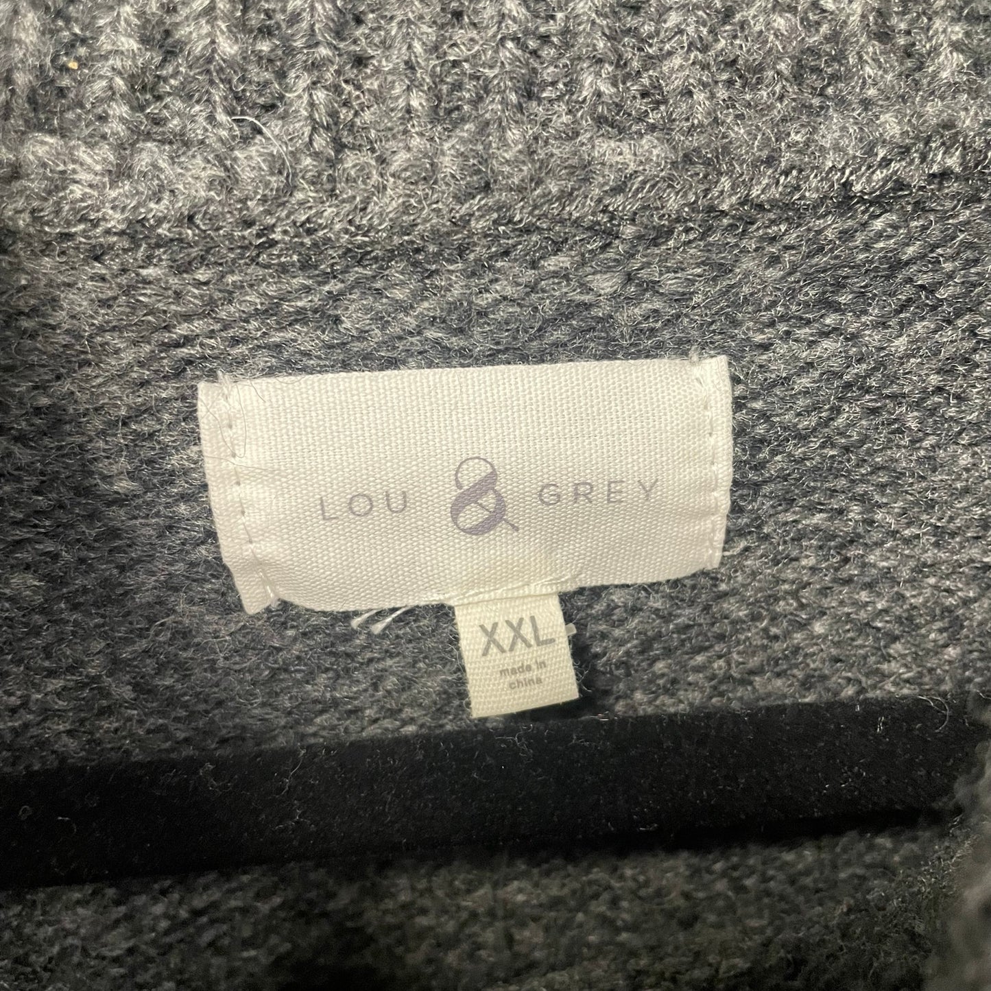 Lou & Grey Dark Gray Multicolor Knit Party Animal Mock Neck Sweater Womens XXL