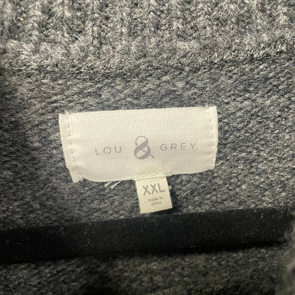 Lou & Grey Dark Gray Multicolor Knit Party Animal Mock Neck Sweater Womens XXL