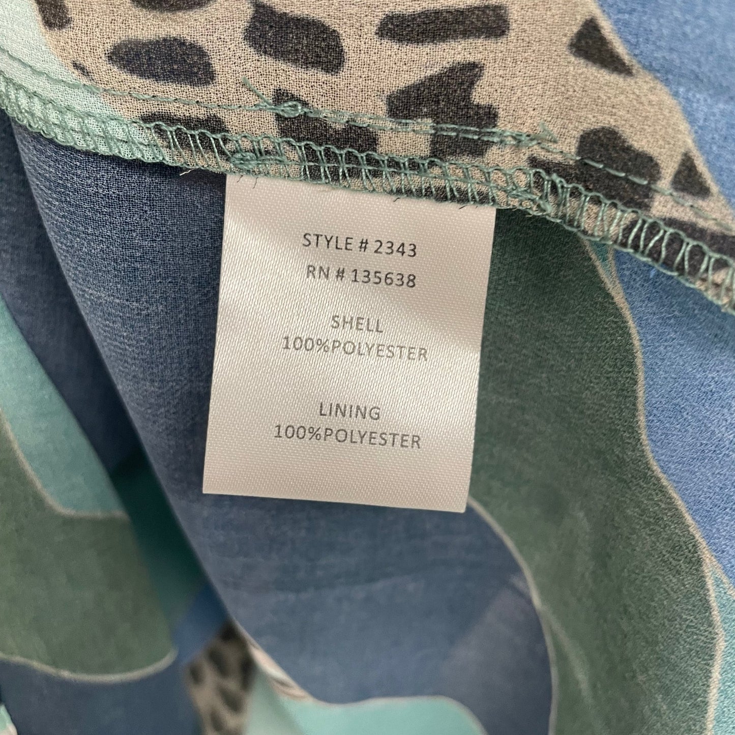 NWT Hutch Sheer Tie Front Blue Green Animal Mixed Print Long Sleeve Top Size XS
