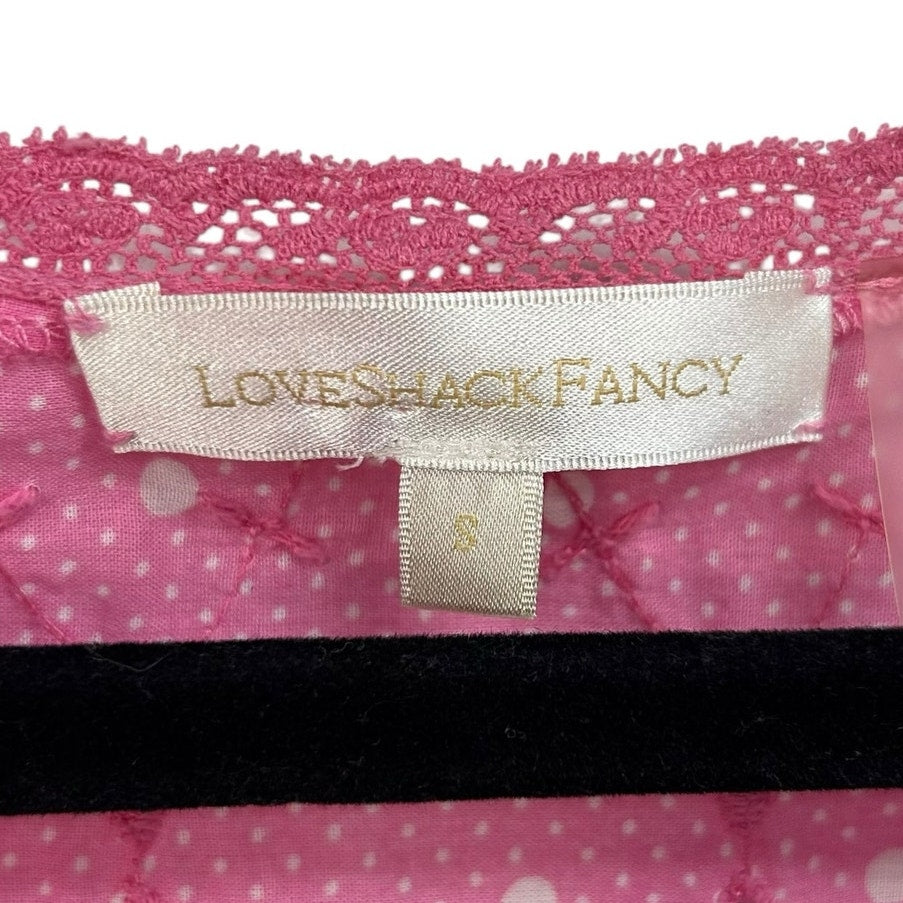 LoveShackFancy Pink Corelli Ruffled Cotton Mini Dress Womens Small