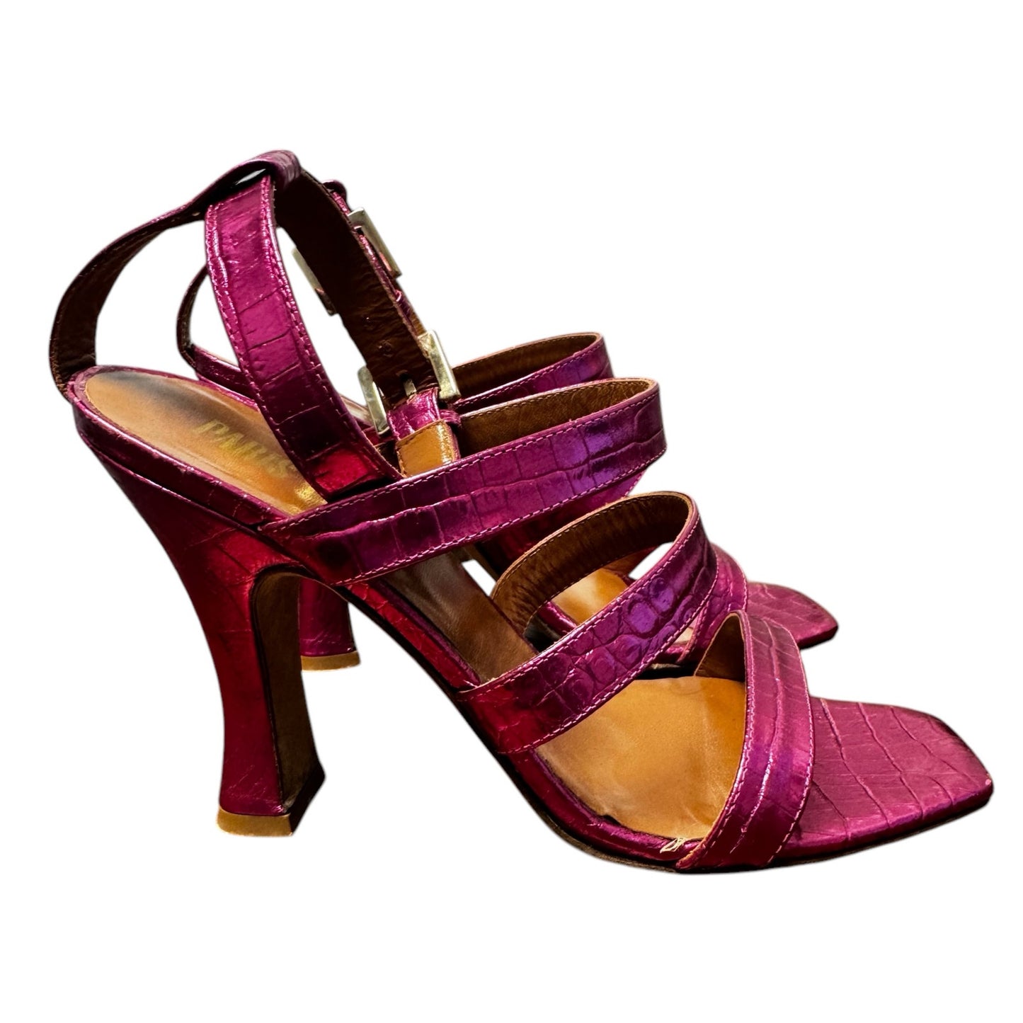 Paris Texas Pink Metallic Crocodile Embossed Leather Pumps Womens 6