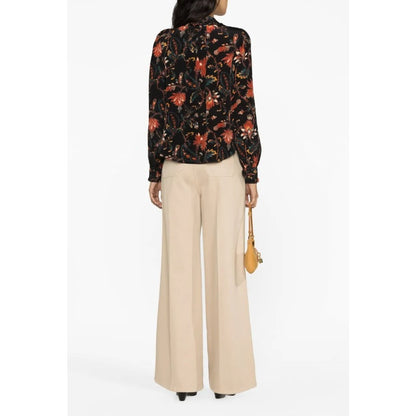 Ulla Johnson Black Red Floral Print Long Sleeve Silk Philipa Blouse Womens 2
