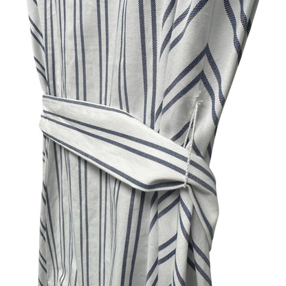 NWT Lafayette 148 White Blue Stripe Sleeveless Button Down Dress Womens X-Large