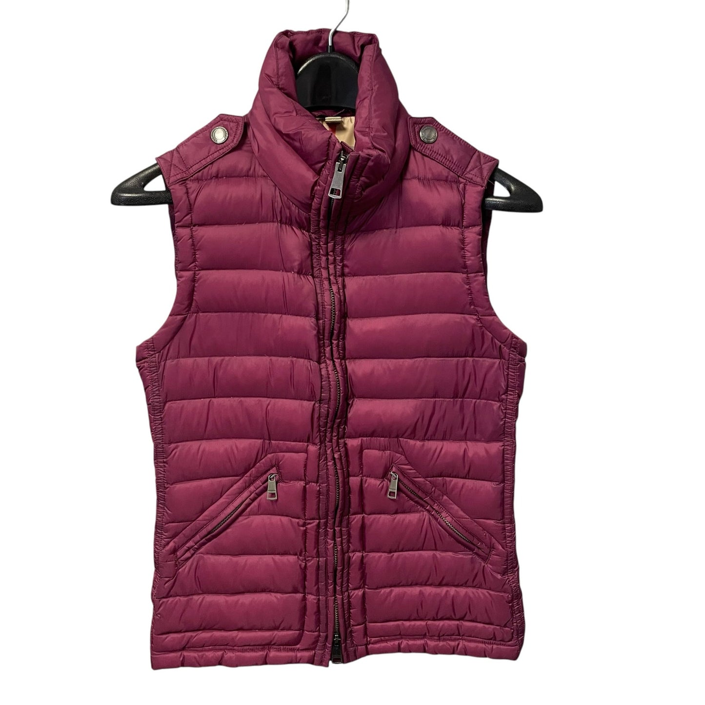Burberry Brit Cranstead Check Quilted Down Vest Puffer Gilet Garnet Pink XS