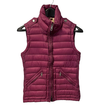 Burberry Brit Cranstead Check Quilted Down Vest Puffer Gilet Garnet Pink XS