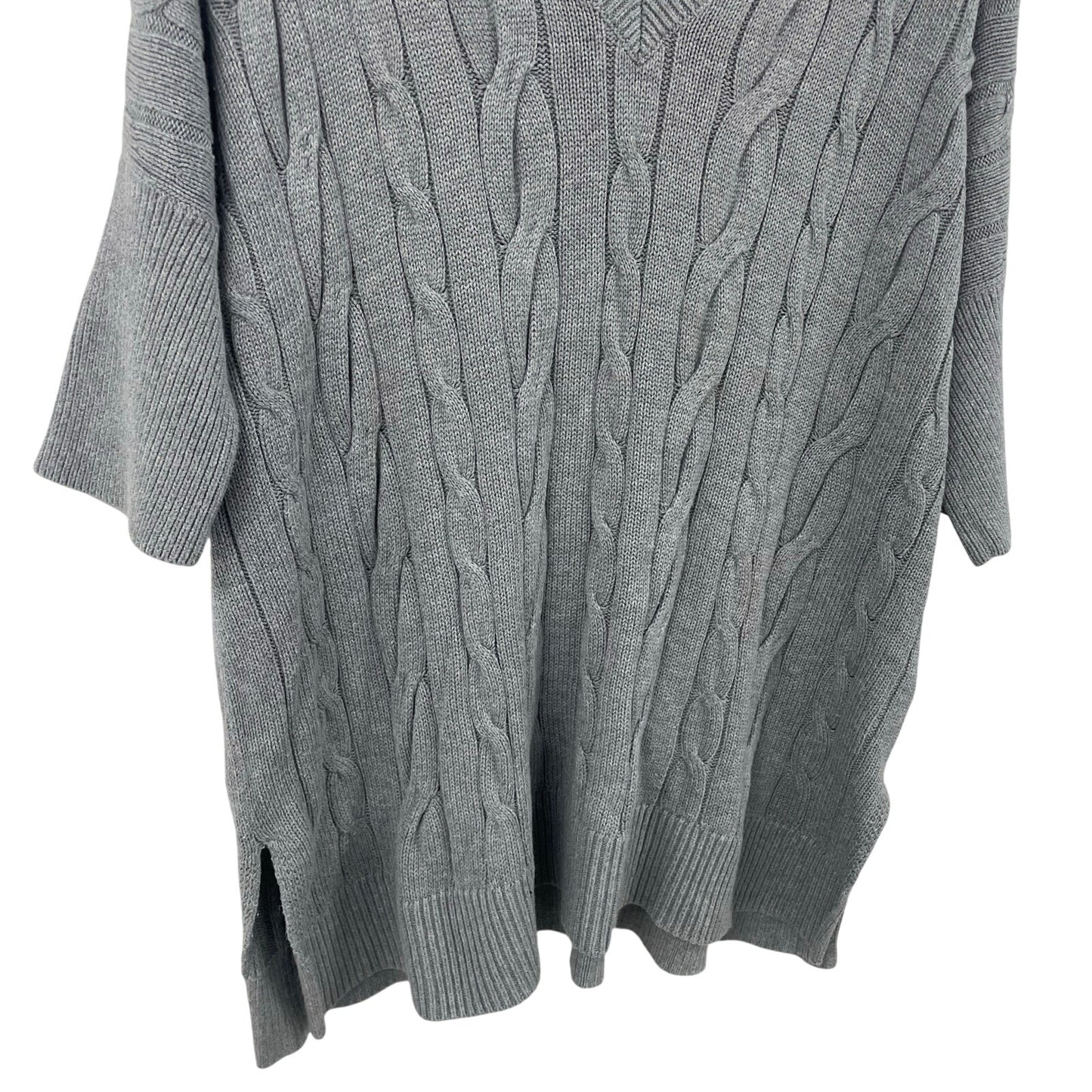 Michael Michael Kors Gray Cable Knit Short Sleeve Pullover Sweater Large / XL