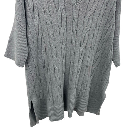 Michael Michael Kors Gray Cable Knit Short Sleeve Pullover Sweater Large / XL