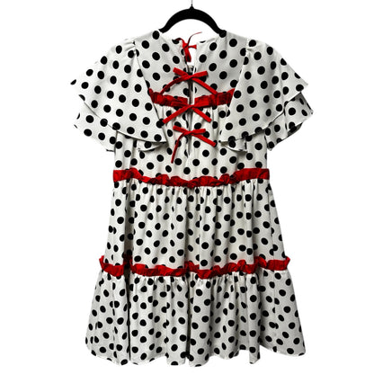 NWT Crosby White Black Polka Dot Flutter Sleeve Bella Dress Womens X-Small