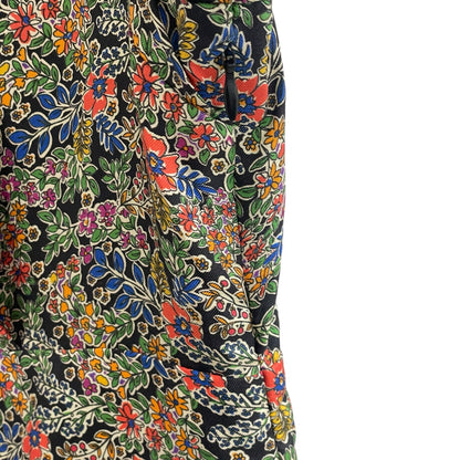 La Roque 100% Silk Long Sleeve Button Up Collared Dress Multicolor Floral Medium