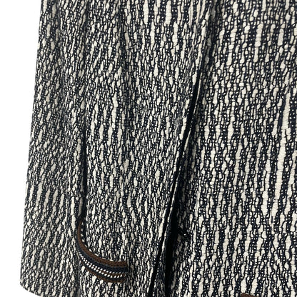 Tory Burch Button Front Boucle Tweed Coat Black Blue White Brown Womens 12
