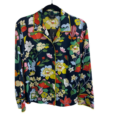 NWT Kate Spade Flower Bed Twill Button Up Shirt Blazer Blue Multi Womens XS