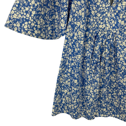 Tuckernuck Blooms on Broad Finley Flutter Sleeve Top Blue White Floral Medium