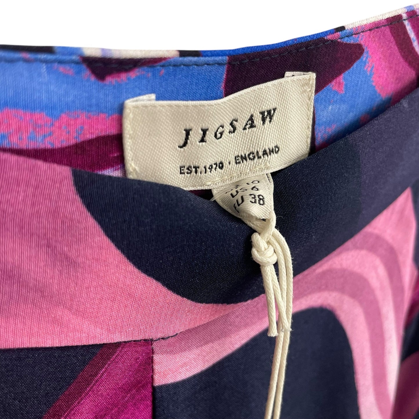 NWT Jigsaw Agate Gem Print Midi Skirt Pink Navy Blue Womens US 6
