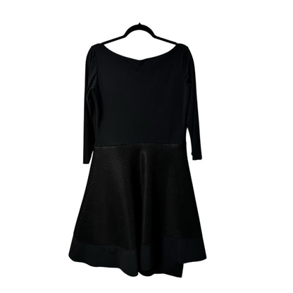 NWT Chiara Boni Black Long Sleeve Round Neck Mini Fit And Flare Dress Womens 16