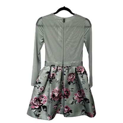 NWT Alice + Olivia Sage Floral Long Sleeve Chara Pleated Mini Dress Womens 2