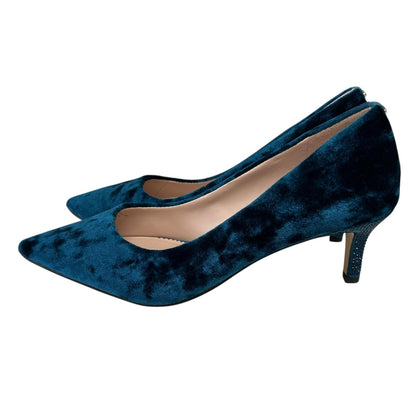 Kate Spade Blue Crystalline Crushed Velvet Rhinestone Heel Pumps Womens 7