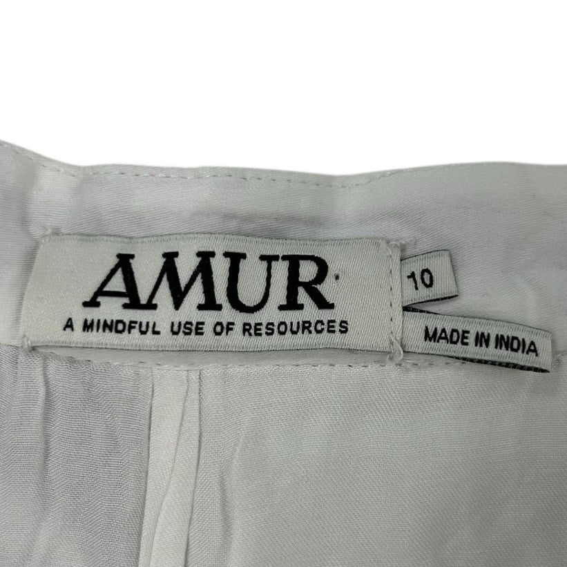 AMUR Purple & White Embroidered Brisa Pleated High Rise Mini Skort Womens 10