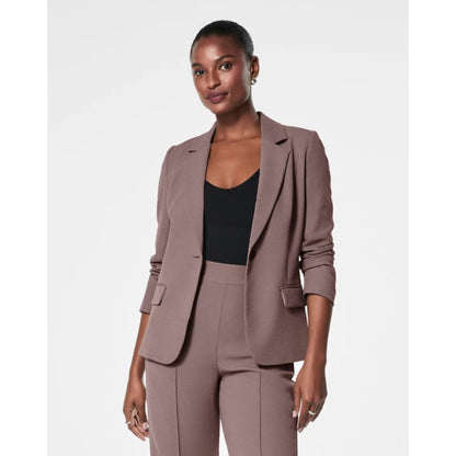 NWT Spanx Smoke Carefree Crepe Satin Back Blazer Jacket Womens Medium