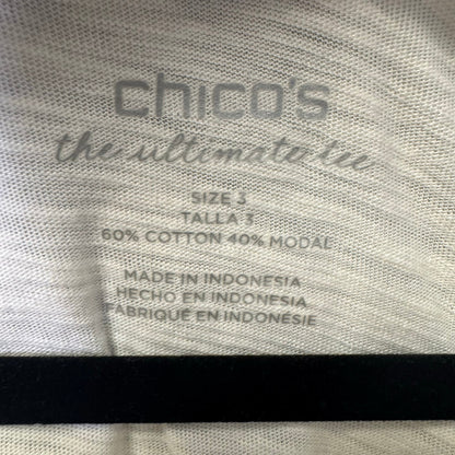 NWT Chico's White Navy Stripe 3/4 Sleeve Round Neck Cotton Knit Top Womens 16