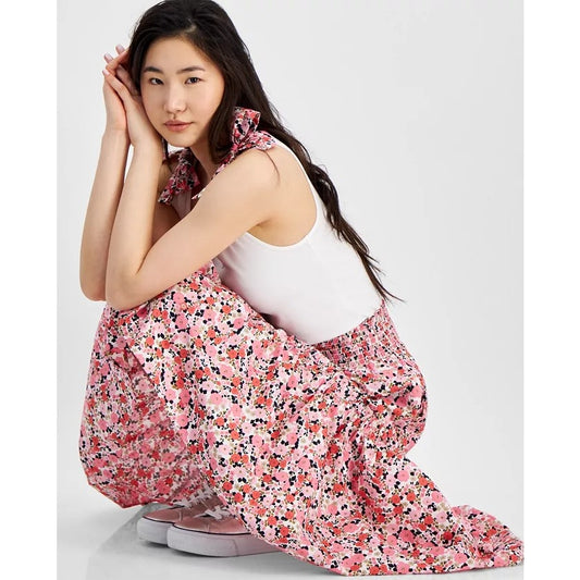 NWT Tommy Hilfiger Smocked Ditsy Floral Santa Monica Midi Skirt Womens Medium